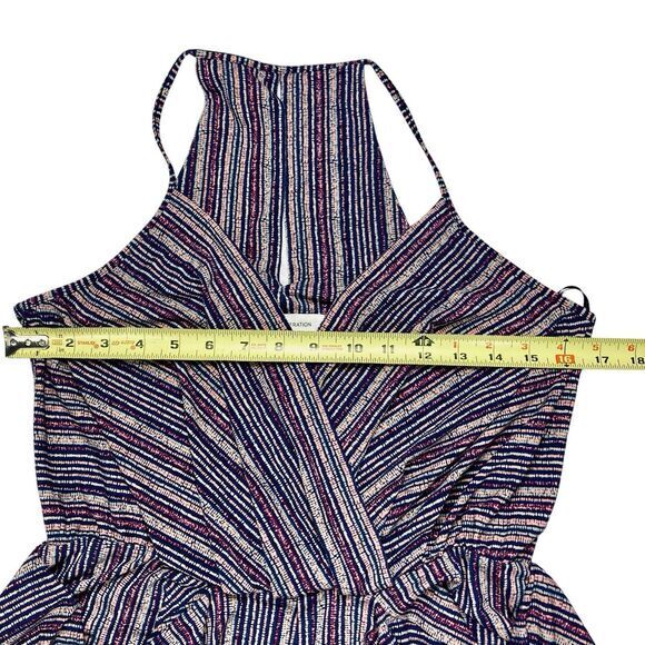 BCBGeneration Jumpsuit Women M Crossover V-neck Draped Pocket Striped Boho Beach - Picture 9 of 16